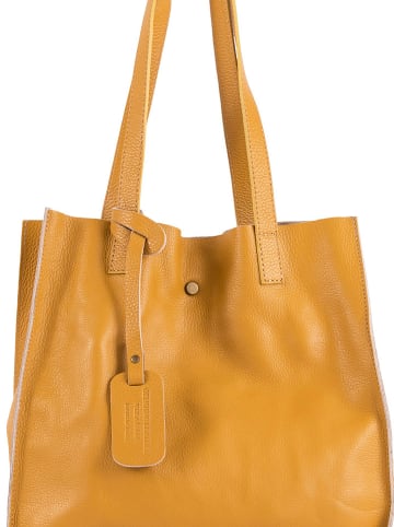 Lia Biassoni Leren schoudertas "Busento" geel - (B)34 x (H)28 x (D)12 cm