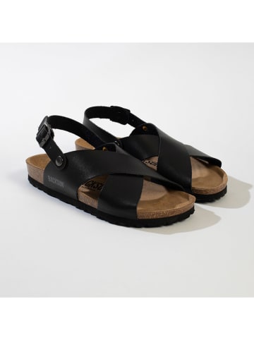 BACKSUN Leder-Sandalen "Manabi" in Schwarz