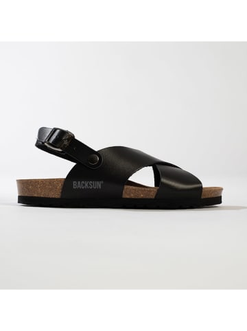 BACKSUN Leder-Sandalen "Manabi" in Schwarz