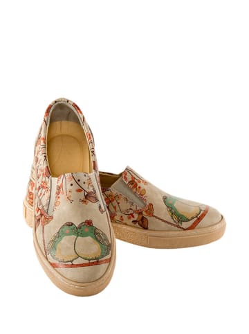 Streetfly Slippersy w kolorze beżowym ze wzorem
