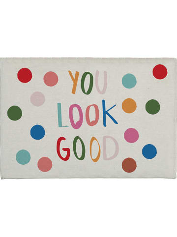 Folkifreckles Badvorleger "You Look Good" in Weiß/ Bunt - (L)60 x (B)40 cm