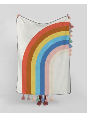 Folkifreckles Koc "Rainbow" w kolorze białym ze wzorem - 170 x 130 cm