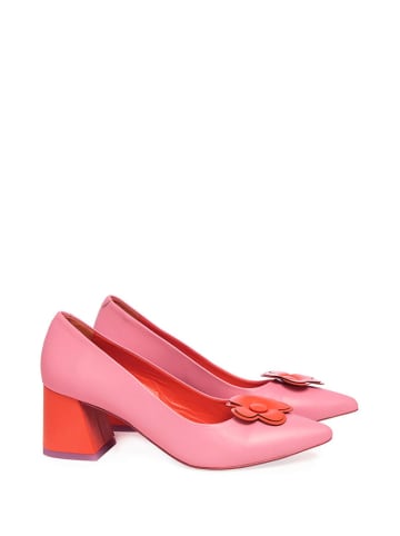 Agatha Ruiz de la Prada Skórzane czółenka w kolorze różowo-czerwonym