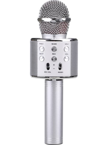 SWEET ACCESS Mikrofon w kolorze srebrnym z głośnikiem Bluetooth do karaoke