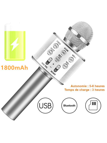 SWEET ACCESS Mikrofon w kolorze srebrnym z głośnikiem Bluetooth do karaoke