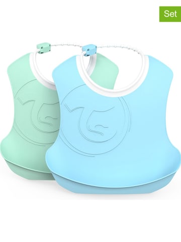 Twistshake Śliniaczki (2 szt.) w kolorze zielonym i niebieskim - 22 x 22 cm