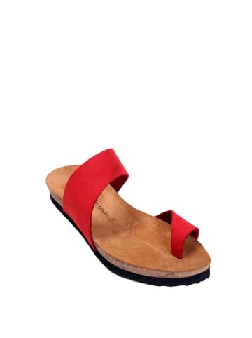 Comfortfusse Leder-Zehentrenner in Rot