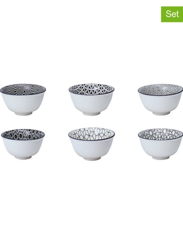 Ard'time 6-delige set: kommen "Kiyose" zwart/wit - Ø 8 cm