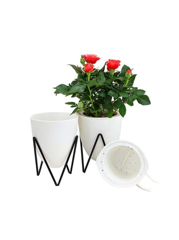 Tomasucci Selbstbewässernder Blumentopf in Weiß - (H)13 x Ø 11,5 cm