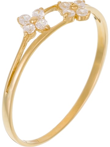 L instant d Or Złoty pierścionek "Rencontre florale" z cyrkoniami