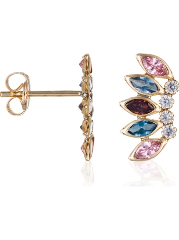 BY COLETTE Gouden oorstekers "Duo de pétales" met zirkonia's