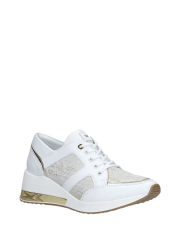 Wojas Skórzane sneakersy w kolorze biało-złotym