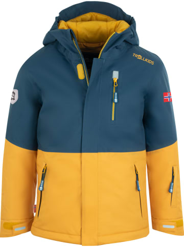 Trollkids Kurtka narciarska "Hallingdal" w kolorze żółto-granatowym