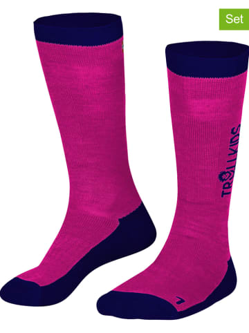 Trollkids 2er-Set: Ski-/ Snowboardsocken "Kids Ski" in Pink