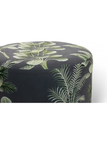 Lifa Living Poef "Beau - Bananenblad" zwart/groen - (H)38 x Ø 38 cm