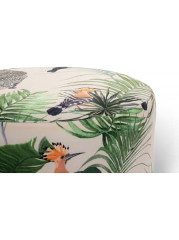 Lifa Living Pouf "Beau - Toekan" in Creme/ Grün - (H)38 x Ø 38 cm
