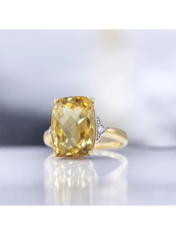 CARATELLI Złoty pierścionek "Green Hill" z diamentami i kwarcem