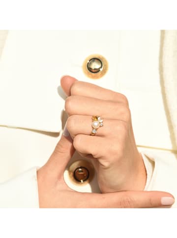 DIAMOND & CO Gouden ring "Pikine" met edelstenen