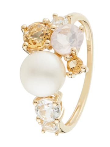 DIAMOND & CO Złoty pierścionek "Pikine" z kamieniami szlachetnymi