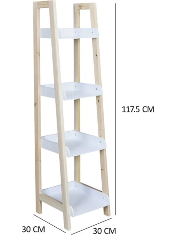The Home Deco Kids Regal "Tim" in Weiß/ Natur - (B)30 x (H)117,5 x (T)30 cm