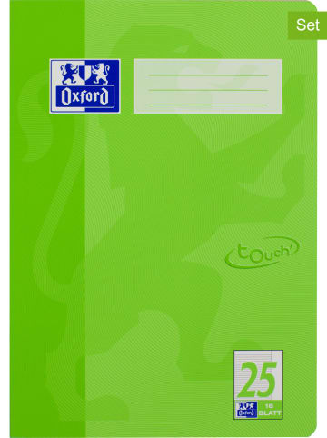 Oxford 5er-Set: Schulhefte "Touch - Lineatur 25" in Grün - DIN A4