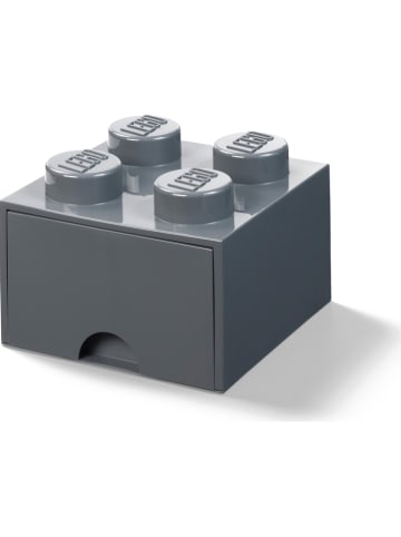 LEGO Pojemnik "Brick 4" w kolorze antracytowym z szufladą - 25 x 18 x 25 cm