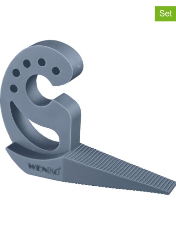 Wenko 2er-Set: Türstopper "Multi-Stop" in Blaugrau - (B)12 x (H)8 x (T)2,5 cm