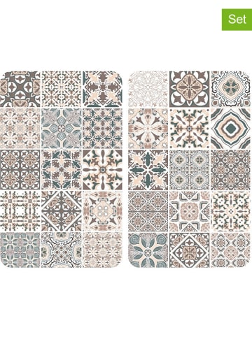Wenko 2er-Set: Herdabdeckplatten "Kachel" in Beige/ Bunt - (L)30 x (B)52 cm