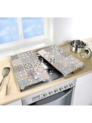 Wenko 2-delige set: fornuisafdekplaten "Tegel" beige/meerkleurig - (L)30 x (B)52 cm