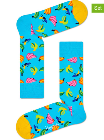 Happy Socks 2-delige set: sokken "Banana" turquoise