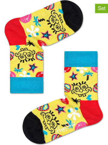 Happy Socks 2-delige set: sokken "SpongeBob" geel/meerkleurig