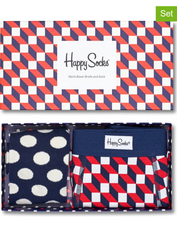 Happy Socks 2-delige geschenkset "Fill" donkerblauw/rood/wit