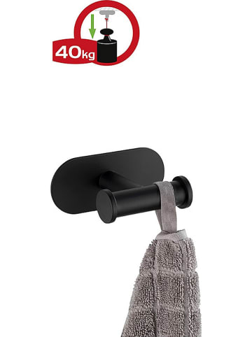 Wenko Roestvrijstalen wandhaak "Orea" zwart - (B)10 x (H)4,5 x (D)6,5 cm