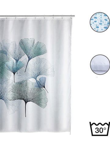 Wenko Douchegordijn "Ginkgo" wit/groen - (L)200 x (B)180 cm