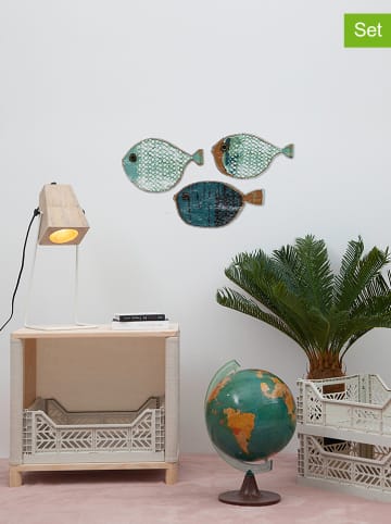 The Wild Hug Dekoracje ścienne (3 szt.) w kolorze niebiesko-turkusowym