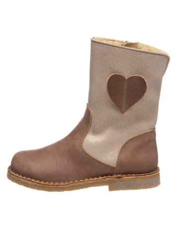 Kmins Leder-Winterstiefel in Beige/ Hellbraun