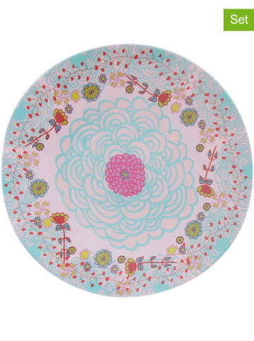 Overbeck and Friends Talerze (2 szt.) w kolorze różowym ze wzorem - Ø 15 cm