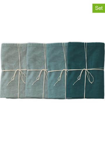 Really Nice Things 4-delige set: servetten "Turquoise" blauw/turquoise - (L)40 x (B)20 cm