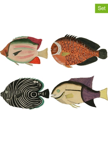 Madre Selva 4-delige set: onderzetters "Fishes" meerkleurig - (B)12 cm