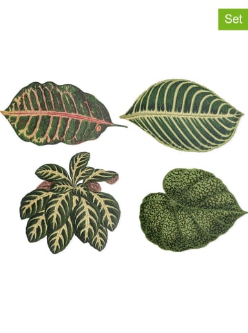 Madre Selva 4-delige set: onderzetters "Leaves" groen - (B)12 cm