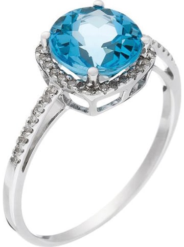 DIAMANTA Weißgold-Ring "Popi Coussin Topaze" mit Diamanten