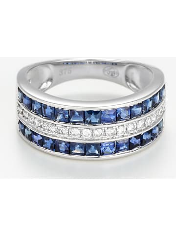 DIAMANTA Witgouden ring "Princesses saffier" met diamanten en saffieren