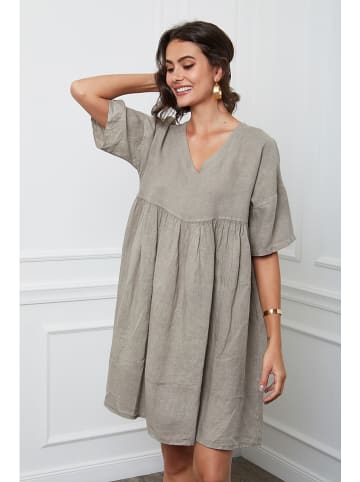Joséfine Leinen-Kleid "Etsy" in Taupe