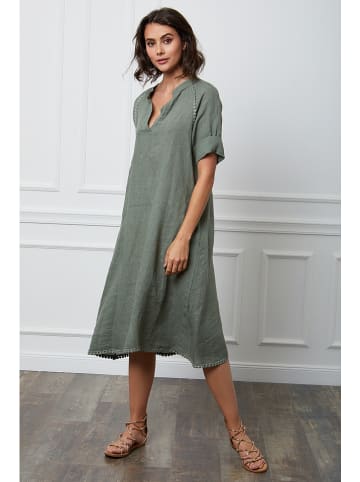 Joséfine Leinen-Kleid "Granel" in Khaki