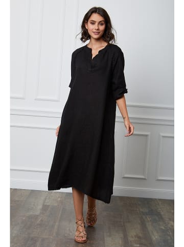 La Compagnie Du Lin Lniana sukienka "Granel" w kolorze czarnym
