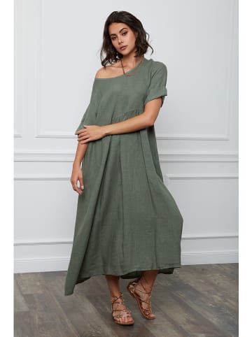 Joséfine Leinen-Kleid "Gustavo" in Khaki