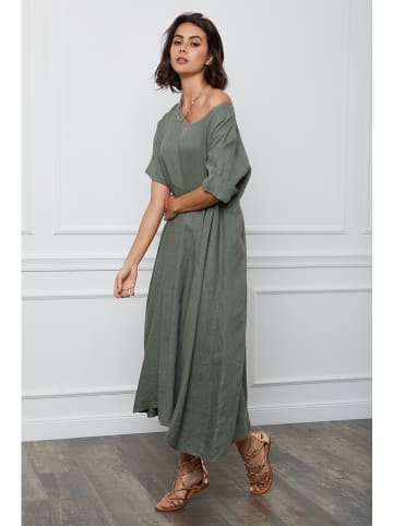 Joséfine Leinen-Kleid "Gustavo" in Khaki