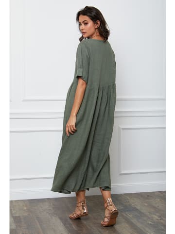 Joséfine Leinen-Kleid "Gustavo" in Khaki