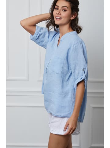 La Compagnie Du Lin Linnen blouse "Helly" lichtblauw