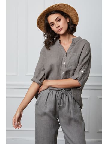 Joséfine Leinen-Bluse "Helly" in Taupe